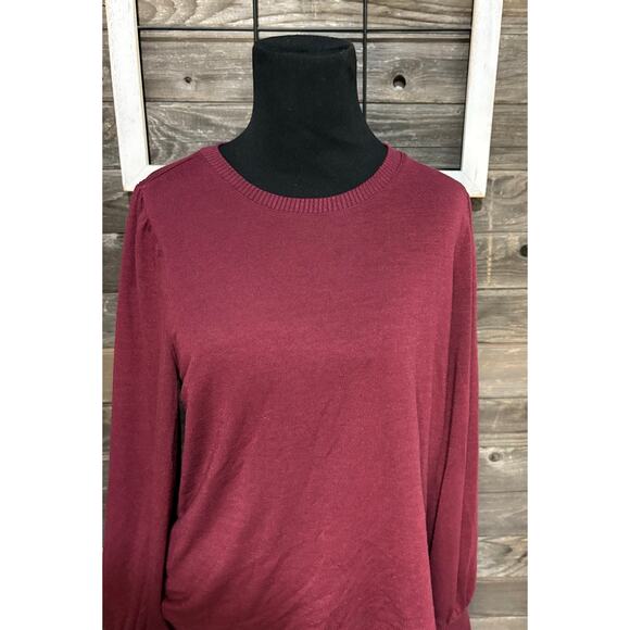 Gap maroon red wine puffed sleeves pullover long sleeve sweater women's size Med - Picture 2 of 10